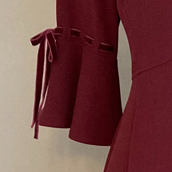 Jessica Howard Shift Dress Maroon 8P Bell Sleeve - Picture 7 of 9